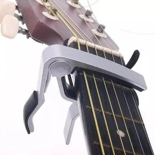 Capotraste Violão Prata Guitarra Braçadeira Aço Nylon Top 