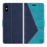 Funda Billetera Para iPhone X / Xs  5.8 Con Tapa Azul