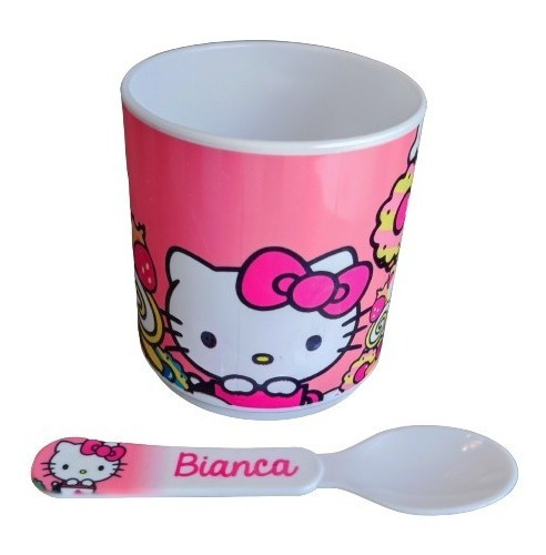 Taza Y Cucharita Set Escolar Jardín Varios Diseños + Nombre