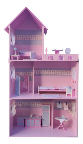 Casita De Muñecas Valicreaciones C/muebles Y Acc Para Barbie