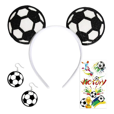 3 Pzs Tocados Diadema Pendientes Pegatina Con Balón Fútbol Copa Mundial 2026 Blanco
