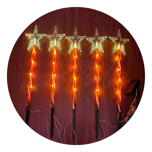 5 Estacas Diseños Luces Led Solar Navidad Hogar Jardín 45cm