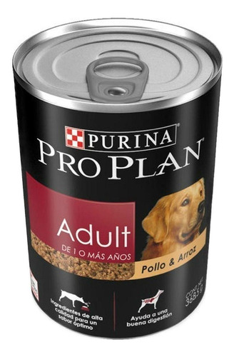 Alimento Pro Plan Optihealth Pro Plan Para Perro Adulto Todos Los Tamaños Sabor Pollo Y Arroz En Lata De 368.5g