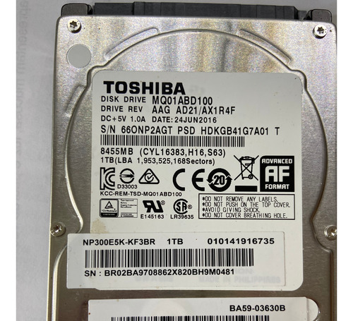 Disco Interno, Hd Notebook Toshiba 1 Tb 2,5  Mq01abd100 5400rpm