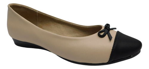 Flats Mujer Bicolor Forro En Piel.