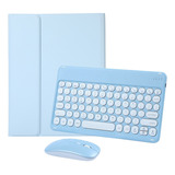 Teclado Redondo + Mouse + Capa Para Samsung Tab S8ultra 14.6 Cor Sky Cloud Azul + Sky Cloud Azul Teclado + Teclado Circular + Mouse