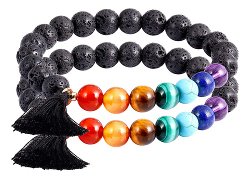 Jeeless 7 Chakra Pulsera De Curación Con Piedras Reales Difu