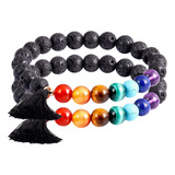 Jeeless 7 Chakra Pulsera De Curación Con Piedras Reales Difu