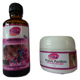 Monomero Liquido 60ml+polvo Acrilico 30g Rosado Uñas