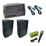 Combo Sonido Consola Potenciada Cajas 12 Microfono Shure