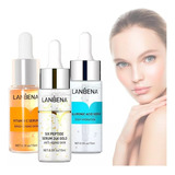 Lanbena Kit 3pz Serum Vitamina C Ácido Hialuronico 6péptidos