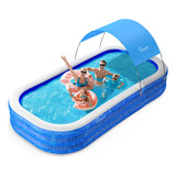 Piscina Inflable Grande Con Toldo, 150 X 70 X 20 Pulgadas, P