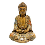 Antigua Figura Oriental Buda Pint A Mano Original