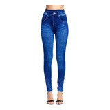 Calça Jeans Imitação Esporte Push Up Leggings Para Mulheres