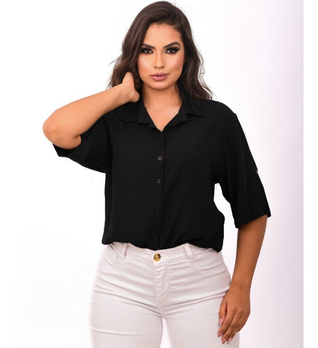 Camisa Feminina Chemise Social Moda Evangelica Lisas Premium