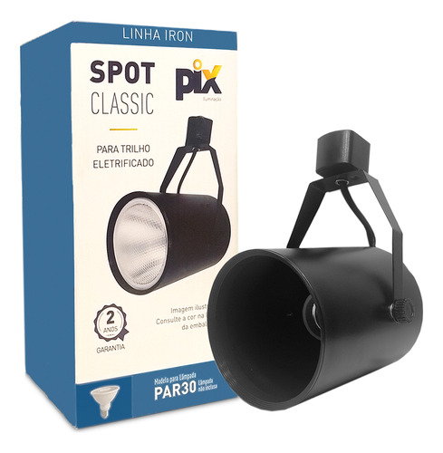 Spot Classic Par30 E27 Preto P/ Trilho Eletrificado