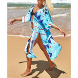 Kimono Feminino Saída Praia Plus Size Estampada Verão  H5