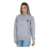 Moletom Feminino Algodão Blusa De Frio Canguru Coração Heart