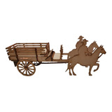 Carreta Caballos Con Vaquero Mdf 3mm Pqt 27pzs