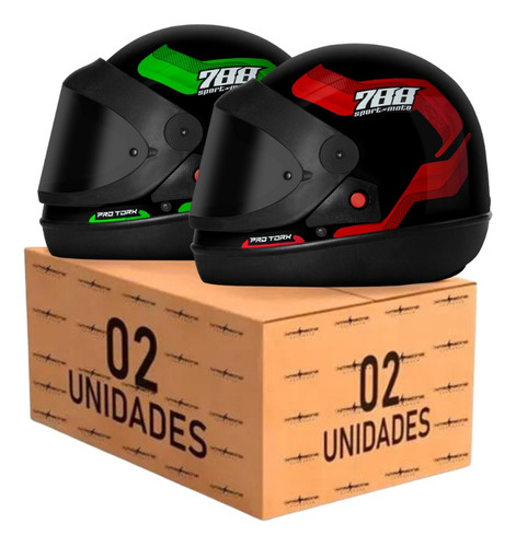 Kit 2 Capacete Fechado Sportmoto 788 Masculino/feminino Novo