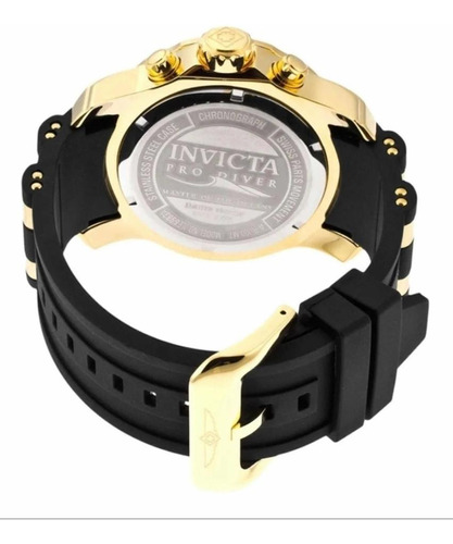 Relógio De Pulso Invicta Pro Diver 6981 Com Corpo Preto E Ouro,  Analógico, Para Masculino, Fundo  Preto, Com Correia De Aço Inoxidável/silicone Cor Ouro E Preto, Agulhas Cor Ouro, Branco E Vermelho, 