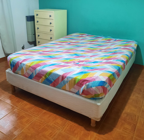 Cama Sommier Y Colchon Resortes 2 Plazas Queen 190x140cm 