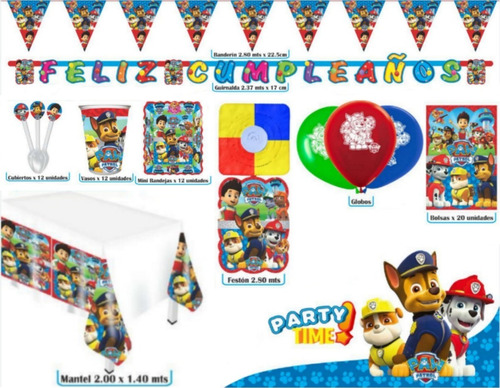 Kit Infantil Decoración Fiesta - Paw Patrol X20 Invitados