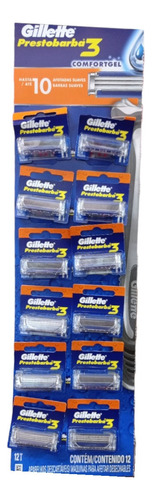 Gillette Prestobarba Maquina De Afeitar 3 Hojas Tira X 12 Un