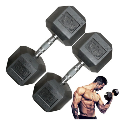 Par Mancuernas Hexagonales Ironfit 50 Lbs Caucho Acero Gym | Envío gratis