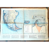 Antiguo Mapa Entelado Diario La Prensa Patagonia Malvinas
