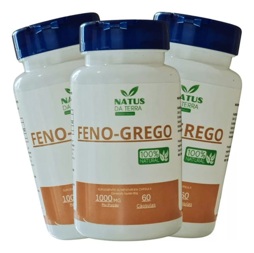 3x Suplemento Alimentar De Feno Grego 60 Cápsulas Original