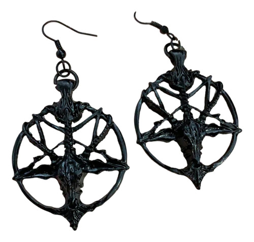 Aretes Arracadas Pentagrama Cabeza Cabra Dark Gótico Vintage