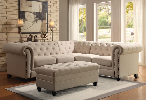 Sofa Chesterfield Esquinero Rinconero 2.50 X 2.50 + Puff