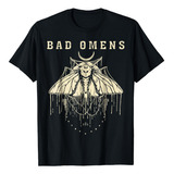 Camiseta Bad Omens Motivo Murciélago - Algodón Negro Gótico