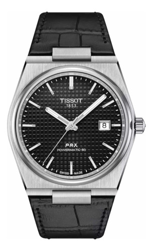 Reloj Tissot Prx Powermatic 80 Ss 40 Mm Correa Cuero Negro