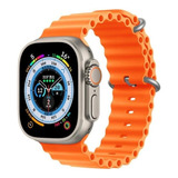 Pulseira Premium Silicone Para Apple Watch 8 Ultra 49mm Cor Laranja Largura 49 Mm