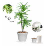 Planta Artificial Palmeira Com Vaso Branco