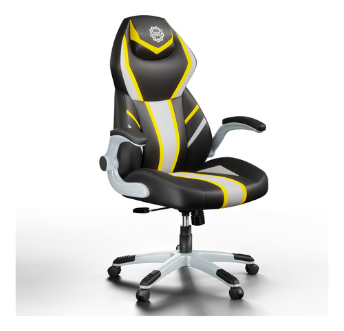 Silla De Oficina Ejecutiva Gamer Ergonómica Resistente Ouo Color Negro/amarillo Material Del Tapizado Cuero Sintético