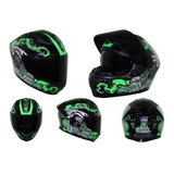 Casco Cerrado Integral Half Certificado Dot Negro/ Verde Stk