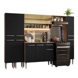 Mueble De Cocina Completo De 261cm Emilly Madesa 04 Color Rústico/negro