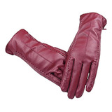 Guantes De Cuero Pu Rojos Cálidos De Invierno Para Conducir 