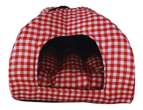 Cama Pet 2x1 Casinha Cabana Toca Cães Gato Almofada Xadrez