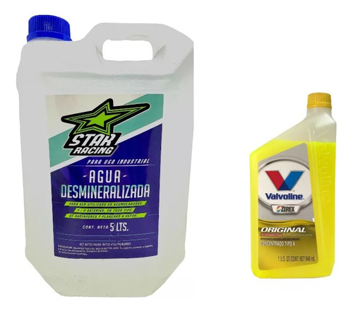 Kit Refrigerante Valvoline Zerex Amarillo +agua Destilada 5l