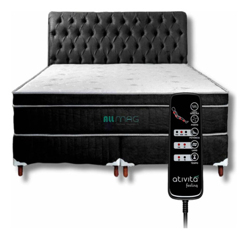 Cama Box Queen 1,58x1,98 Mag Infra Massageador Cabeceira