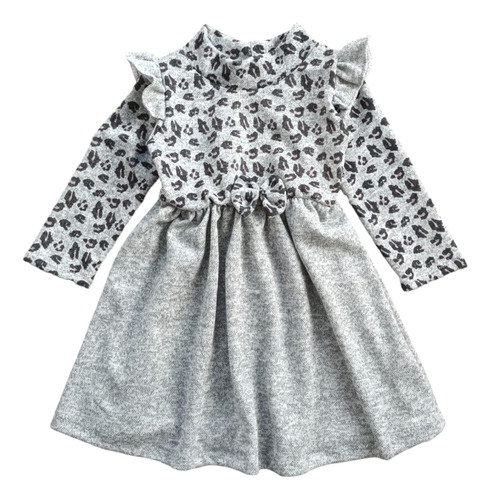 Vestido Estampado Manga Larga Lanilla Invierno Bebe Niña