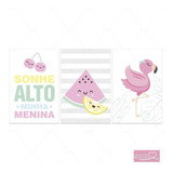 Placa Infantil Quarto Bebe Menina Frutinha Frutas Flamingo
