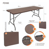 Mesa Plegable De Plástico Portafolio 1.80 M Imitación Rattan