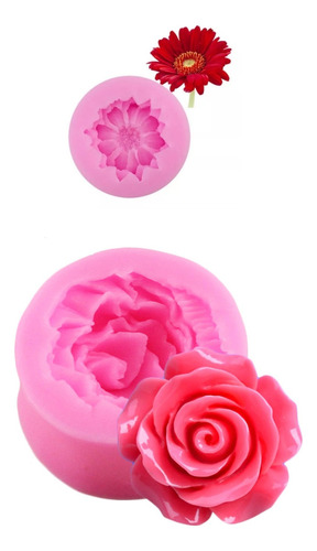 Molde Silicona Margarita Y Molde Rosa 3 D Fondant - Cerámica