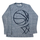 Remera Azul Estampada Basquet Varon Old Bunch