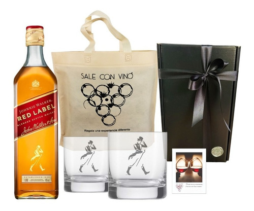 Box Regalo Whisky Johnnie Walker Red Label +2 Vasos Con Logo